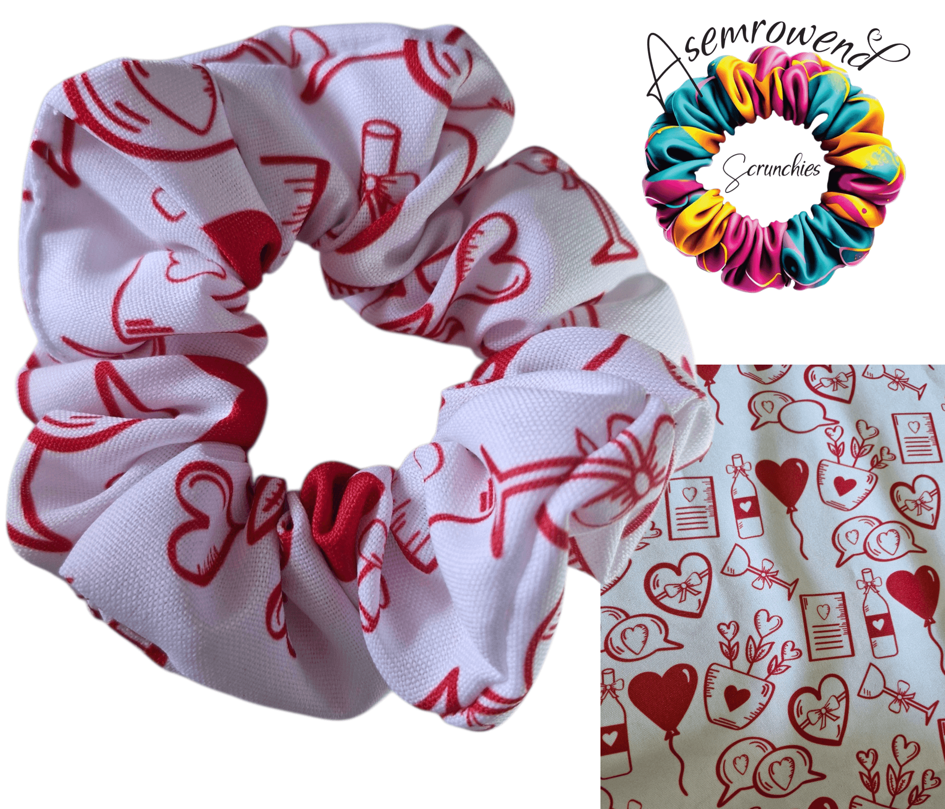 Red heart valentine's scrunchies
