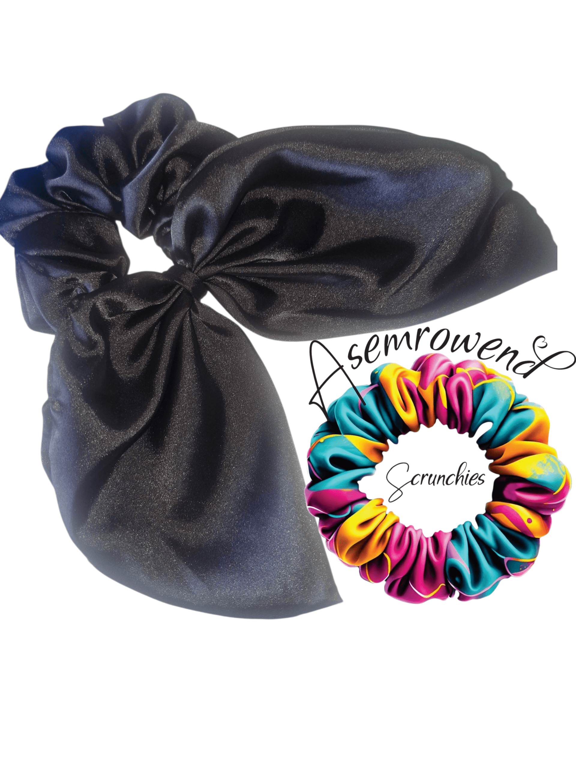 Silk Black scrunchie with tail