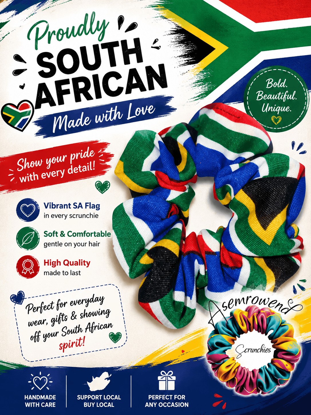 South African flag scrunchie