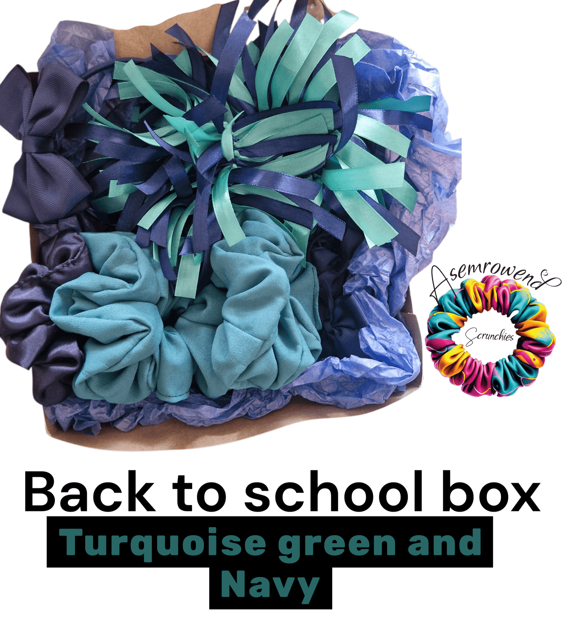 Turquoise green and navy